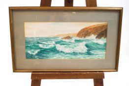H.H.Bingely, Crashing Waves, watercolour, signed lower left, 24.