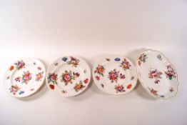 A 19th century Crown Derby oval bowl, painted with flowers, factory marks in iron red,