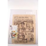 A 1949 Newspaper Yeovil v Sunderland and a First Day cover signed by two goal scorers