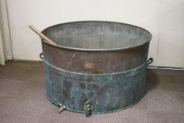 A copper cheese making vat, labelled A.