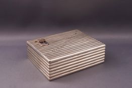 A late 19th century Swedish reeded silver cigarette case with an engraved signature and an