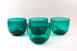 A set of four Victorian green glass finger bowls, 9.