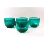 A set of four Victorian green glass finger bowls, 9.