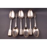 A set of six Victorian silver fiddle pattern serving spoons, London 1838, 477.