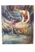 Zinkeisen, Woman by the lake, watercolour, signed lower right,