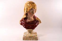 An early 19th century Staffordshire pottery bust of the Virgin Mary,