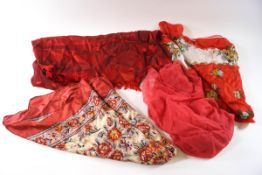 A small collection of ladies silk scarves including a Liberty example and a pair of ladies black