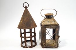 A French iron chateau dungeon lantern,