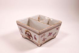 An 18th century Chinese square bowl with subdivisions,