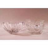 An Orrefors Swedish glass bowl with eight sides, etched and numbered to base, 7cm high x 14cm wide,