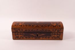 A 19th century rosewood and burr wood inlaid glove box,