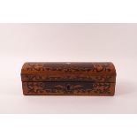 A 19th century rosewood and burr wood inlaid glove box,