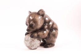 A Rosenthal figure of a bear with a ball, inscribed F Heidenreich, factory marks,