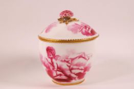 A mid-18th century Sevres style sucrier and cover,