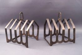 A pair of silver angular four division toast racks, Birmingham 1936,