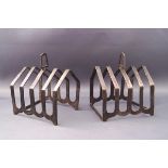 A pair of silver angular four division toast racks, Birmingham 1936,