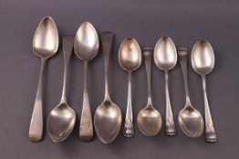 A set of five silver coffee spoons, Sheffield 1901, and a composite set of four silver tea spoons,