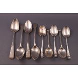 A set of five silver coffee spoons, Sheffield 1901, and a composite set of four silver tea spoons,