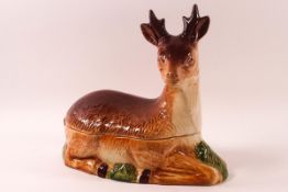 A mid 20th century Michel Caugant earthenware deer terrine, printed factory marks,