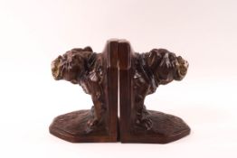 A pair of Austrian cold painted bronze bulldog bookends, stamped G.E.