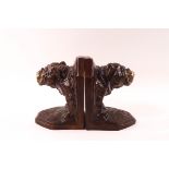 A pair of Austrian cold painted bronze bulldog bookends, stamped G.E.