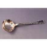 A silver sugar sifter spoon, registration number 394980, Sheffield 1912,