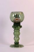 A German green glass Goblet, probably by Fritz Hickert, 1866-1923,