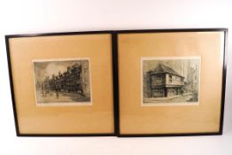 W Murray, Old Curiosity Shop, Old Houses, Holborn, Etchings, Signed and titled in pencil,