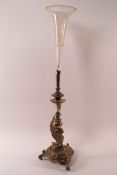 A Victorian silver plated and glass vase,
