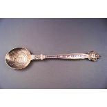 A silver and blue enamel serving spoon for the 'Lancashire Rifle Association 1912',