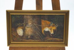P. Rosen, Fox in the Forest, oil on canvas, signed lower left, 24.