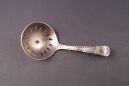 A Regency silver pierced caddy spoon, London 1801, by Alice and George Burrows,