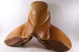 A leather polo saddle