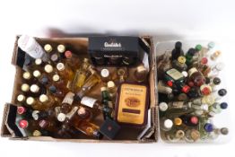 A quantity of miniature whiskeys and other miniatures and bottles