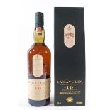 A bottle of Lagavulin single Islay malt whisky,