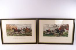 A set of five hunting coloured engravings by C Hunt, after Sheldon-Williams, published by J McQueen,
