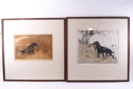 George Vernon Stokes, Spaniel with pheasant, coloured etching, signed in pencil, 26.