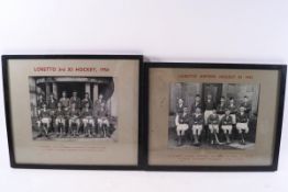Two framed photographs of Loretto School hockey teams,