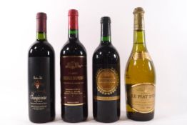 Three bottles of red wine: Cabernet Sauvignon, Claret Bordeaux Superier,
