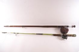 Two fishing rods with reels,