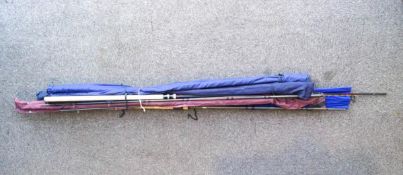 Seven three piece carbon fishing rods,