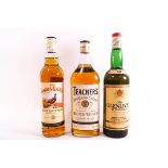 Six bottles of whisky : Teachers, Famous Grouse (x2) Genfiddich, Glenmorangie Ten Year malt,