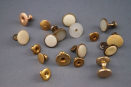 A quantity of 18ct, 15ct and rolled gold/gilt shirt studs Gross weight: 26.