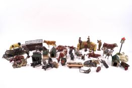 A collection of Britains lead farm figures, animals,
