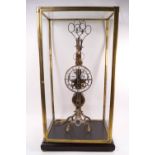 An unusual large scissors skeleton clock, the frame in the form of scissors,