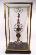 An unusual large scissors skeleton clock, the frame in the form of scissors,