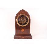 A mahogany inlaid lancet bracket clock with eight day French movement by Marti with jewelled