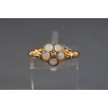 A late Victorian gold, opal and diamond cluster ring,