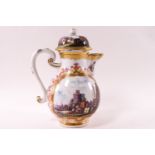 A rare Meissen porcelain coffee pot and cover, of pear form, circa 1730,