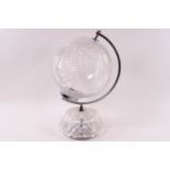 A Waterford crystal cut glass globe on stand,